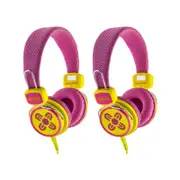 2PK Moki Kid Safe Volume Limited Headphones 3y+ Pink & Yellow