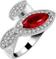 [Uloveido] Women's Unique Platinum Plated Oval Cut CZ Eye Shape Exaggerated Big Cocktail Ring Wedding Enagement Jewelry Size 6 7 8 9 (Gift Box) J318