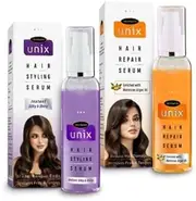 Neomatin Unix | Hair Styling Serum (50ml) + Unix Hair Repair Serum (50ml) | Pack of 2 | For Women & Men | Smooth, Frizz-free & Glossy Hair