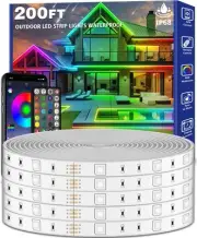 200ft Outdoor LED Strip Lights Waterproof,Music Sync RGB IP68 Outside Led Lig...