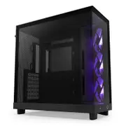 NZXT CC-H61FB-R1 H6 Flow RGB Compact Dual Chamber TG Mid Tower ATX Case (Matte Black)