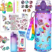 Unicorn Craft Kit Gifts for Girls Ages 5-12, Water Bottle & Art Stickers 8-11Y