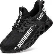 [Furuian] Composite Toe Shoes for Men Women Lightweight Safety Work Shoes Indestructible Comfortable Composite Toe Sneakers, Black