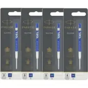 NEW 4 Pack Parker Genuine Quink Pen Refill Gel Medium Blue Nib Ink