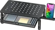 Metal Monitor Stand Riser with Drawer, 3-Level Height Adjustable Stand for Compu