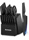 Knife Set, Astercook 21 Pieces Knife Set for Kitchen with Block & Sharpener- New