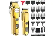 Hatteker Hair Clipper & Trimmer Set for Men IPX7 Waterproof Cordless Barber Clipper for Hair Cutting Kit with T-Blade Trimmer Beard Trimmer Kids Clipper Professional USB Rechargeable (Gold)