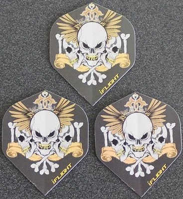 5 Packets of Brand New Ruthless Invincible Darts Flights - Black Skull