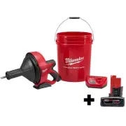 Milwaukee M12 12-Volt Lithium-Ion Cordless Auger Snake Drain Cleaning Kit with