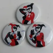 Harley Quinn Pin Back Badge set
