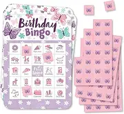 Big Dot of Happiness Beautiful Butterfly - Picture Bingo Cards and Markers - Floral Birthday Party Shaped Bingo Game - Set of 18