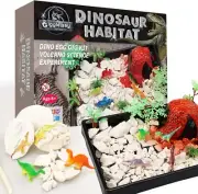 Giggleway Create a Dinosaur Habitat with Dino Egg Dig Kit & Volcano Classroom
