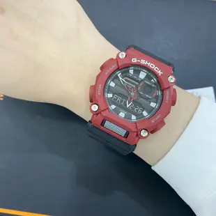 G-SHOCK 工業風設計 鬧鈴/計時碼錶/世界時區/防水200米雙顯電子錶 （黑X紅）_GA-900-4A