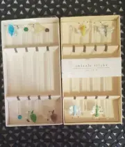 8 Glass Swizzle Sticks Pier One Imports Birds and Dragon Flies NIB Barware Stir