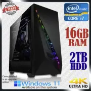 Intel Core i7 Quad-Core Computer 16GB RAM 2TB HDD Gaming Home Office Desktop PC