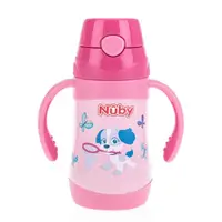 在飛比找momo購物網優惠-【Nuby】不鏽鋼真空學習杯細吸管-花漾犬_280ml