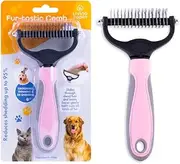 Living Today Pet Grooming Brush - Double Sided Shedding and Dematting Undercoat Rake Comb for Dogs and Cats,Extra Wide, Blue, Dog Grooming Brush, Dog Shedding Brush (Pink)