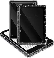 E NET-CASE 2 Pack Clear Case for All-New Kindle Paperwhite 12th Gen 2024（7"）& Kindle Colorsoft Signature Edition 2024（7"） Slim & Lightweight, Scratch-Proof TPU+PC Back Cover (Clear & Glitter Black)