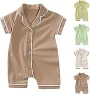 [Generic] Kids Gymnastics Leotards Girls One Crawling Suit Baby Pajamas Homewear Toddler Short Sleeve Bodysuit Toddler 5t Leotard