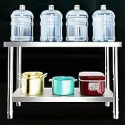 YUGXTH Stainless Steel Table for Prep and Work, Stainless Steel Kitchen Worktop, Double Layer Heavy Duty Prep Worktable, Food Prep Table with Adjustable Feet, for Kitchen Prep Work(120x50x80cm)