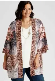 Autograph Kimono Top Plus Size 28 Cover-Up Jacket Baroque 3/4 Sleeve RP$120 NEW