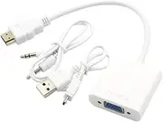 Adapter with Audio 1080p Converter for Computer Laptop Tablet White and Play
