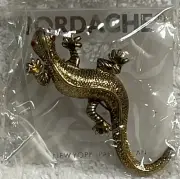 Jordache/1993 Gold-Tone Metal Gecko Lizard 3” Brooch/Pin Vintage NOS/New