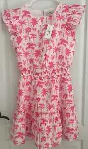NWT Vineyard Vines Palm Tree Smocked Dress Knockout Pink Size Small S