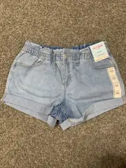 Girls' High-Rise Waist Shorts - Cat & Jack Medium Wash L 10-12 Plus*