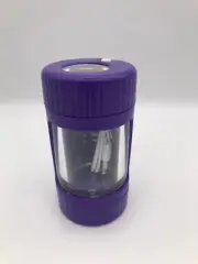PURPLE Manual Spice Herb Grinder with Light-Up Storage Jar / Magnifying Lid USB