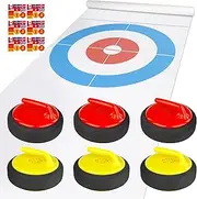 HearthSong Curling Zone Indoor Family Game with Six Battery-Operated Hovering Stones and 11½'L x 2½'W Mat