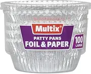 Multix Foil and Paper Patty Pans 100-Pieces, Large