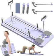 Pilates Board, Multi Purpose Foldable Pilates Reformer Board Ab Exercise Machine with Resistance Rope and Grip for Home Elbow Support for Full Body Workout