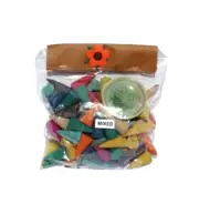 Pack of 100 Thai Incense Cones Handmade in Thailand with Green Ceramic Plate
