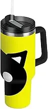 RPLIFE Black Cat Head Yellow Tumbler with Handle, Stainless Steel 30 Oz Insulated Tumblers with Lids and Straws for Women Men Travel