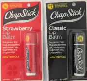 ChapStick Moisturising 1x Strawberry 1x Classic Long Lasting Hydrating Lip Balm