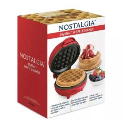 Nostalgia My Mini Personal Electric Waffle Maker 5" Red