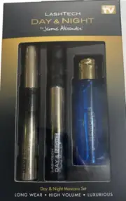 2 Sets Lashtech Day & Night Black Mascara 3-piece Set ~ Jerome Alexander NEW