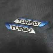 1 Pair of Blue Chrome TURBO Metal Badge Emblem Decal Sticker 3D Engine Car Sport (for: Renault)