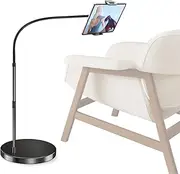 Elitehood Aluminum iPad Stand Floor, 14lb Stable Base & Height Adjustable iPad Floor Stand, Gooseneck Tablet Holder Mount for Bed Fits for All iPad, Air Mini, iPad Pro 12.9, More 4.7-13in Tablets