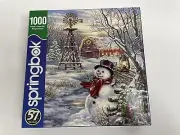 Springbok's 1000 Piece Jigsaw Puzzle Winter Windmill Made in USA Factory Sealed