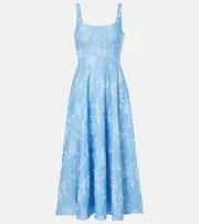 [Staud] Staud Wells floral pleated corset dress AU 14 blue
