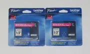 2-Pack Genuine Brother TZe P-Touch Laminated Tape TZe-MQP35 1/2" (White On Pink)