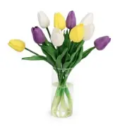 Artificial Tulip Flowers in Vase - Fake Tulip Flower with Vase - 10pcs Real