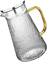 BIUDECO 1300ml Cool-Resistant Glass Pitcher Stainless Steel Lid Multi-Purpose Juice Kettle for Home