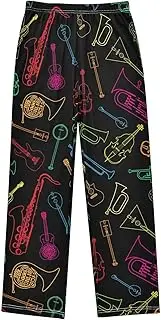 [ZZXXB] Retro French Horn Guitar Boys Long Pants Soft Trousers Elastic Waist Kids Lounge Bottoms with Pockets S-XL