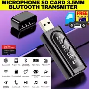 Usb Bluetooth 5.0 Transmitter Receiver Audio Adapter Aux 3.5mm Car micro sd car