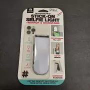 Premier Stick-On Selfie Light + Mirror and Kickstand for Smartphone Rechargable