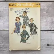 Simplicity 5359 Sewing Pattern Blouses Button Front Misses Size 14 UNCUT Vintage