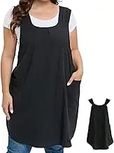 Linen Aprons for Women, Japanese Cross Back Aprons with Pockets, Kitchen Cooking Pinafore Apron for Women Baking Painting Gardening (Black)